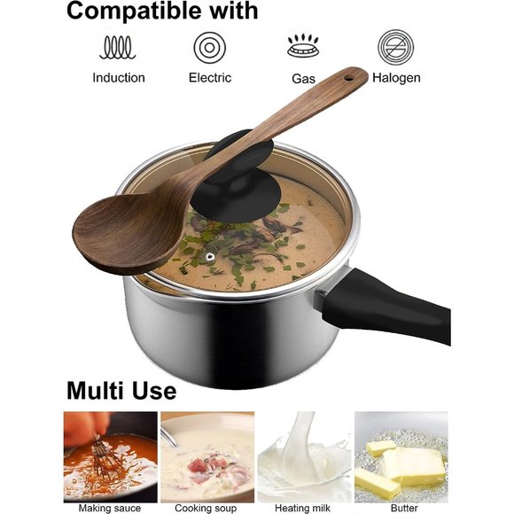 2 Quart Sauce Pan with Pour Spout Stainless Steel with Lid - Picture 6 of 7